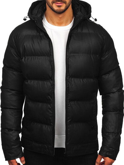 Chaqueta de invierno con capucha para hombre negro Bolf 22M327