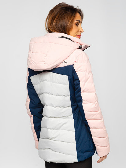 Chaqueta de invierno con capucha para mujer rosa Bolf B2378