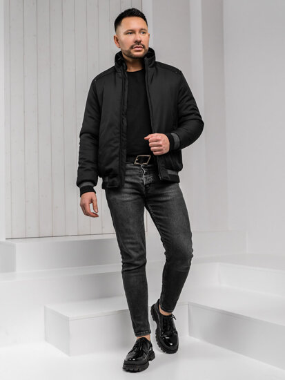 Chaqueta de invierno con pelo para hombre Negro Bolf 22M333A1