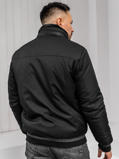 Chaqueta de invierno con pelo para hombre Negro Bolf 22M333A1