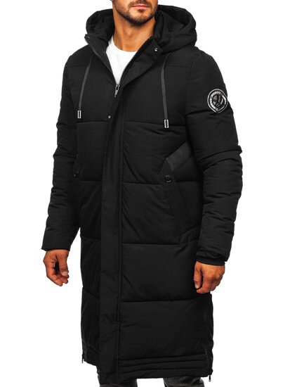 Chaqueta de invierno larga acolchada para hombre negro Bolf 19M1290