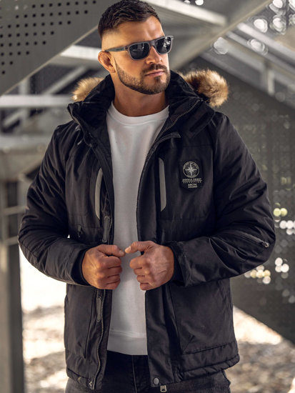 Chaqueta de invierno negra para hombre Bolf 1827A