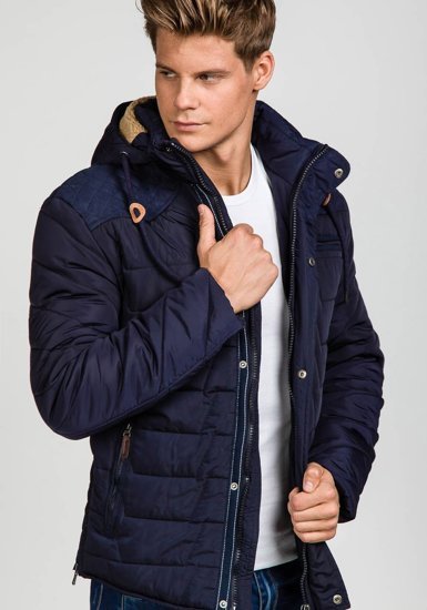 Chaqueta de invierno para hombre azul oscuro Bolf 1673