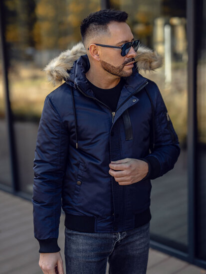 Chaqueta de invierno para hombre azul oscuro Bolf 2129