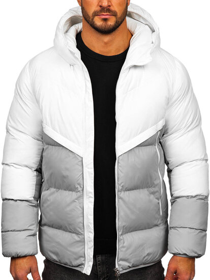 Chaqueta de invierno para hombre blanco y gris Bolf CS1006