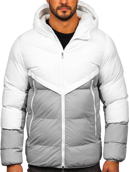 Chaqueta de invierno para hombre blanco y gris Bolf CS1006