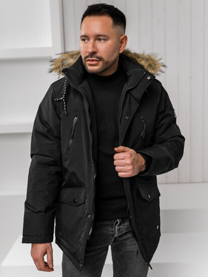 Chaqueta de invierno para hombre negro parka alaska Bolf WX032A1