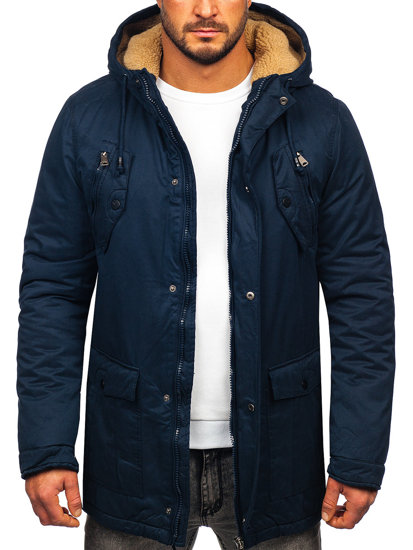 Chaqueta de invierno parka para hombre azul oscuro Bolf 1794