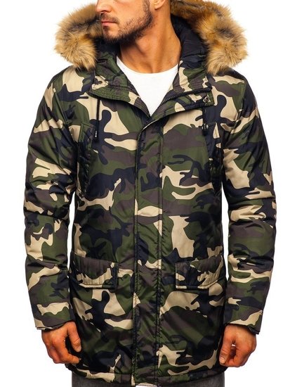 Chaqueta de invierno parka para hombre camuflaje verde Bolf 1968