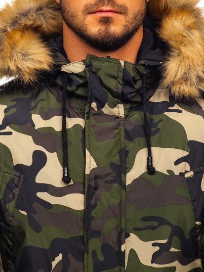 Chaqueta de invierno parka para hombre camuflaje verde Bolf 1968