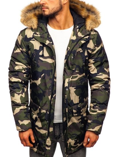 Chaqueta de invierno parka para hombre camuflaje verde Bolf 1968