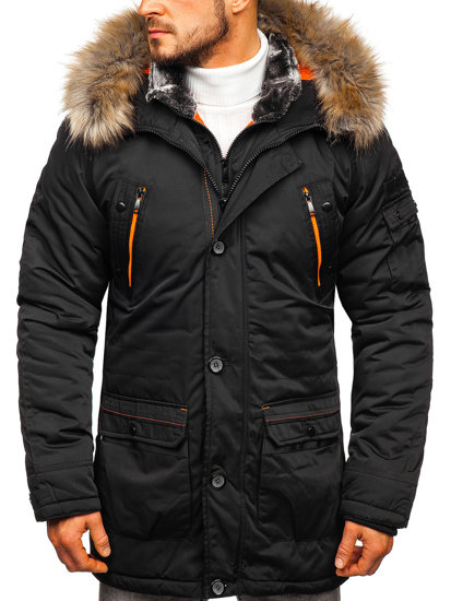 Chaqueta de invierno parka para hombre negra Bolf 1067