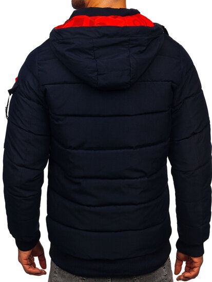 Chaqueta de invierno reversible para hombre azul marino y rojo Bolf SM23-506