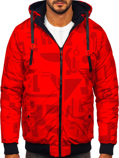 Chaqueta de invierno reversible para hombre azul marino y rojo Bolf SM23-506