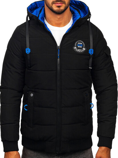 Chaqueta de invierno reversible para hombre negra y azul Bolf SM23-506