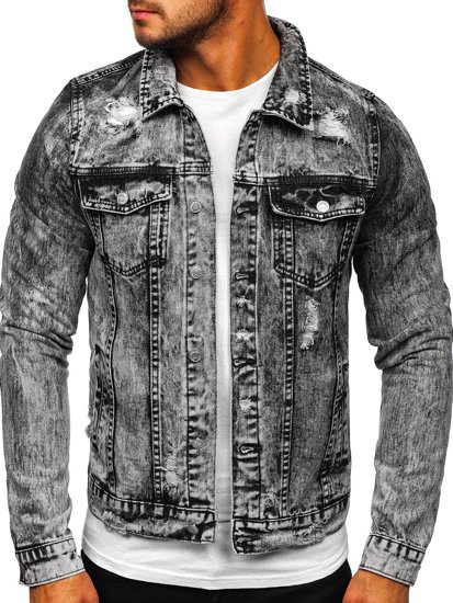 Chaqueta de jeans para hombre gris Bolf AK588