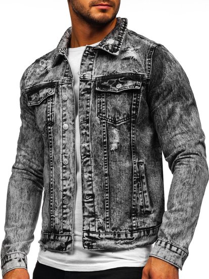 Chaqueta de jeans para hombre gris Bolf AK588