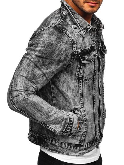 Chaqueta de jeans para hombre gris Bolf AK588