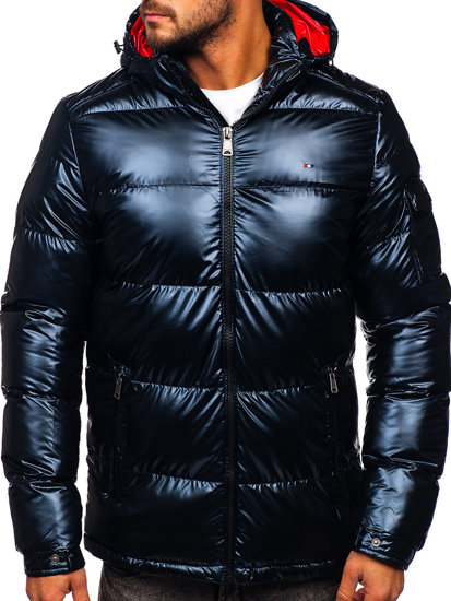 Chaqueta deportiva acolchada oversize de invierno para hombre azul oscuro Bolf EX2138B