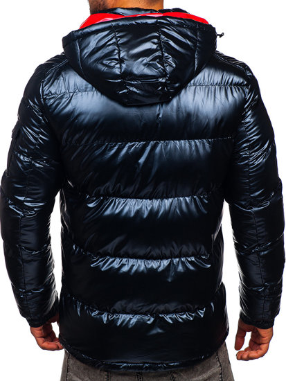 Chaqueta deportiva acolchada oversize de invierno para hombre azul oscuro Bolf EX2138B