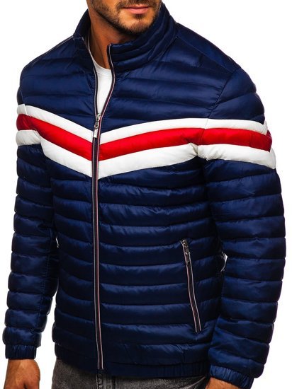 Chaqueta deportiva de entretiempo acolchada para hombre azul oscuro Bolf 6574