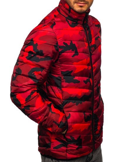 Chaqueta deportiva de entretiempo acolchada para hombre color camuflaje y rojo Bolf SM32