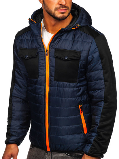 Chaqueta deportiva de entretiempo para hombre color azul oscuro Bolf M10003