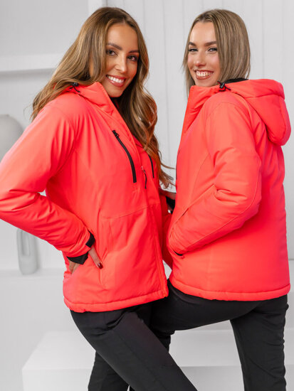 Chaqueta deportiva de invierno para mujer rosa y fluorescente Bolf HH012B