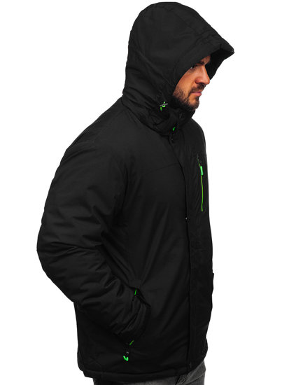 Chaqueta esquí deportiva de invierno para hombre negro y verde Bolf 7097