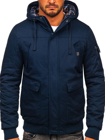 Chaqueta gruesa de invierno de algodón para hombre azul oscuro Bolf 1890