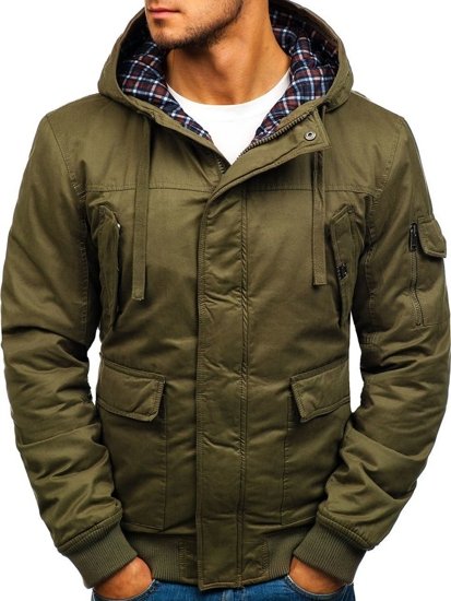 Chaqueta gruesa de invierno de algodón para hombre verde Bolf 1890