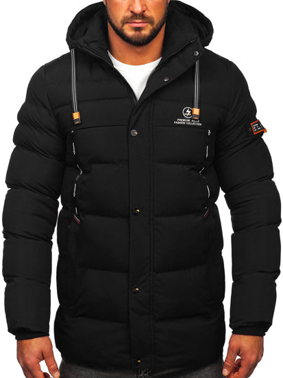 Chaqueta larga acolchada de invierno para hombre negro Bolf 22M53