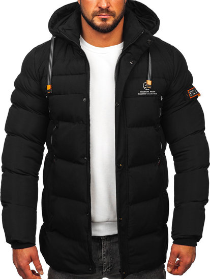 Chaqueta larga acolchada de invierno para hombre negro Bolf 22M53