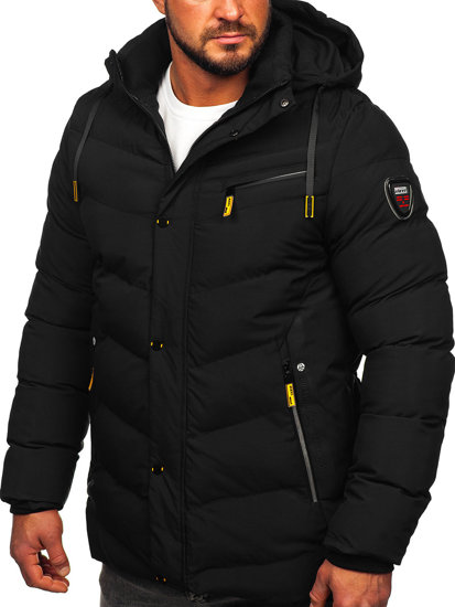 Chaqueta larga acolchada de invierno para hombre negro Bolf 22M59