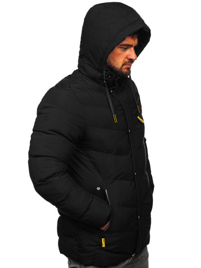 Chaqueta larga acolchada de invierno para hombre negro Bolf 22M59