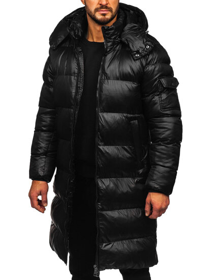 Chaqueta larga acolchada de invierno para hombre negro Bolf 9971