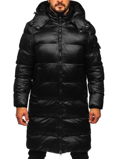 Chaqueta larga acolchada de invierno para hombre negro Bolf 9971