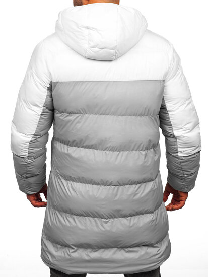 Chaqueta larga de invierno para hombre blanco y gris Bolf CS1007