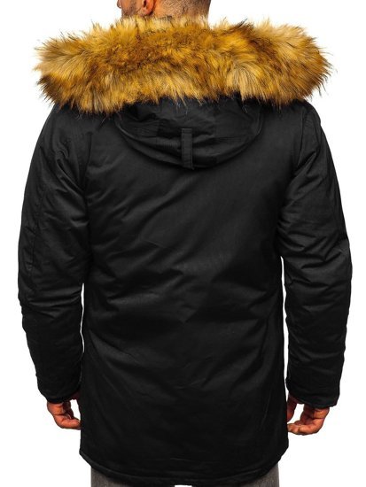 Chaqueta negra parka alaska de invierno para hombre Bolf HZ8109