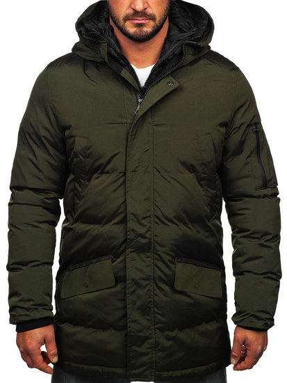 Chaqueta parka acolchada de invierno para hombre caqui Bolf 5M790