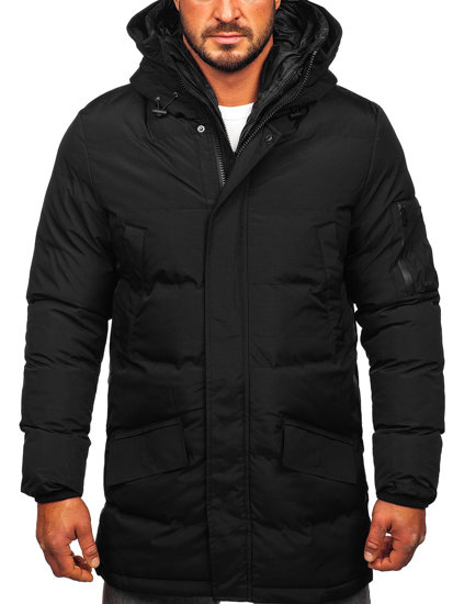 Chaqueta parka acolchada de invierno para hombre negro Bolf 5M790