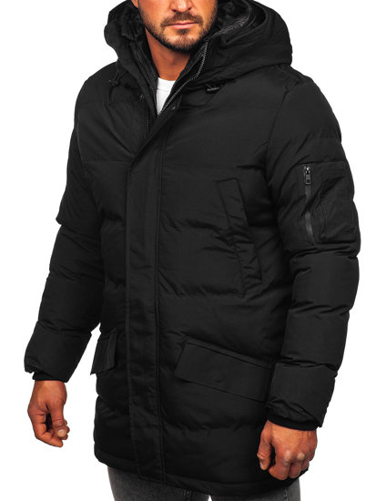 Chaqueta parka acolchada de invierno para hombre negro Bolf 5M790