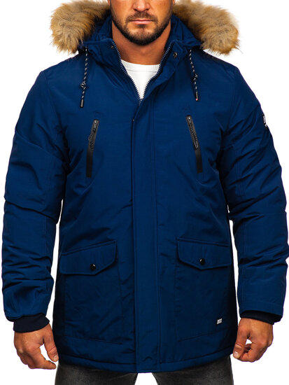 Chaqueta parka alaska de invierno para hombre azul oscuro Bolf WX032C