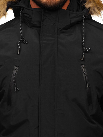 Chaqueta parka alaska de invierno para hombre negro Bolf WX032