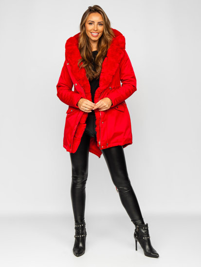 Chaqueta parka con capucha de invierno para mujer rojo Bolf 5M762