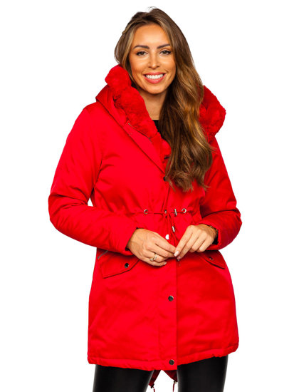 Chaqueta parka con capucha de invierno para mujer rojo Bolf 5M762