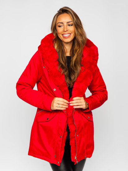 Chaqueta parka con capucha de invierno para mujer rojo Bolf 5M762