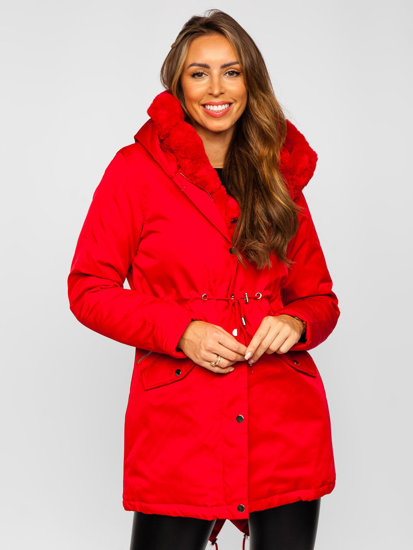 Chaqueta parka con capucha de invierno para mujer rojo Bolf 5M762