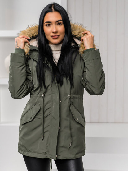 Chaqueta parka de invierno con capucha 2en1 para mujer caqui Bolf 16M9199A1