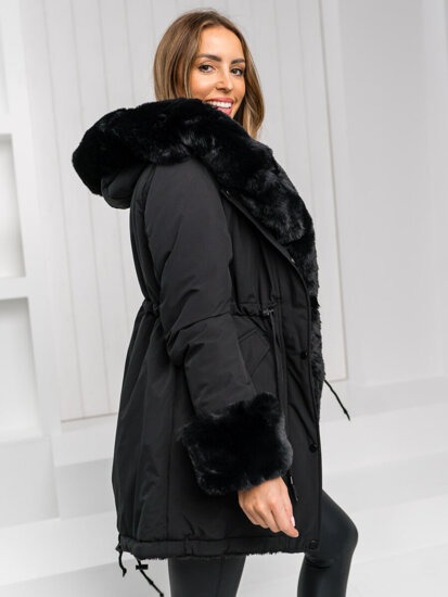 Chaqueta parka de invierno con capucha para mujer negro Bolf 11Z8085